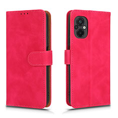 Coque Portefeuille Livre Cuir Etui Clapet L01Z pour Xiaomi Poco M5 4G Rose Rouge