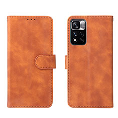 Coque Portefeuille Livre Cuir Etui Clapet L01Z pour Xiaomi Poco X4 NFC Marron