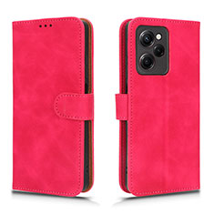 Coque Portefeuille Livre Cuir Etui Clapet L01Z pour Xiaomi Poco X5 Pro 5G Rose Rouge