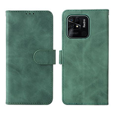 Coque Portefeuille Livre Cuir Etui Clapet L01Z pour Xiaomi Redmi 10 India Vert