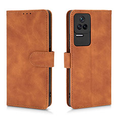 Coque Portefeuille Livre Cuir Etui Clapet L01Z pour Xiaomi Redmi K40S 5G Marron