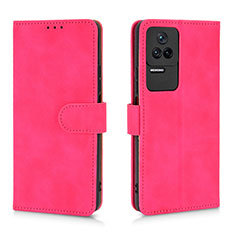 Coque Portefeuille Livre Cuir Etui Clapet L01Z pour Xiaomi Redmi K40S 5G Rose Rouge