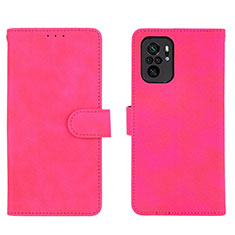 Coque Portefeuille Livre Cuir Etui Clapet L01Z pour Xiaomi Redmi Note 10 4G Rose Rouge