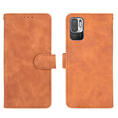 Coque Portefeuille Livre Cuir Etui Clapet L01Z pour Xiaomi Redmi Note 10 5G Marron