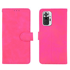 Coque Portefeuille Livre Cuir Etui Clapet L01Z pour Xiaomi Redmi Note 10 Pro 4G Rose Rouge