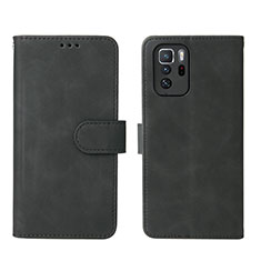 Coque Portefeuille Livre Cuir Etui Clapet L01Z pour Xiaomi Redmi Note 10 Pro 5G Noir