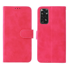 Coque Portefeuille Livre Cuir Etui Clapet L01Z pour Xiaomi Redmi Note 11 4G (2022) Rose Rouge