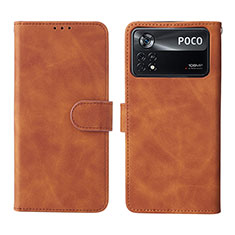 Coque Portefeuille Livre Cuir Etui Clapet L01Z pour Xiaomi Redmi Note 11E Pro 5G Marron