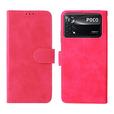 Coque Portefeuille Livre Cuir Etui Clapet L01Z pour Xiaomi Redmi Note 11E Pro 5G Rose Rouge