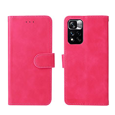 Coque Portefeuille Livre Cuir Etui Clapet L01Z pour Xiaomi Redmi Note 11S 5G Rose Rouge