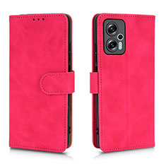 Coque Portefeuille Livre Cuir Etui Clapet L01Z pour Xiaomi Redmi Note 11T Pro+ Plus 5G Rose Rouge