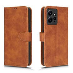 Coque Portefeuille Livre Cuir Etui Clapet L01Z pour Xiaomi Redmi Note 12 4G Marron