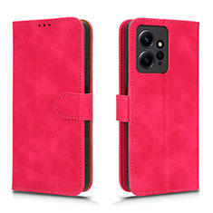 Coque Portefeuille Livre Cuir Etui Clapet L01Z pour Xiaomi Redmi Note 12 4G Rose Rouge