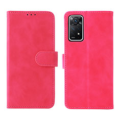 Coque Portefeuille Livre Cuir Etui Clapet L01Z pour Xiaomi Redmi Note 12 Pro 4G Rose Rouge