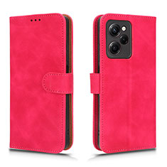 Coque Portefeuille Livre Cuir Etui Clapet L01Z pour Xiaomi Redmi Note 12 Pro Speed 5G Rose Rouge