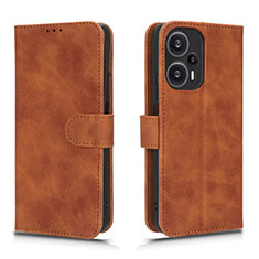 Coque Portefeuille Livre Cuir Etui Clapet L01Z pour Xiaomi Redmi Note 12 Turbo 5G Marron