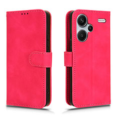 Coque Portefeuille Livre Cuir Etui Clapet L01Z pour Xiaomi Redmi Note 13 Pro+ Plus 5G Rose Rouge