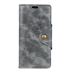 Coque Portefeuille Livre Cuir Etui Clapet L02 pour Alcatel 1 Gris