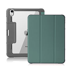 Coque Portefeuille Livre Cuir Etui Clapet L02 pour Apple New iPad Air 10.9 (2020) Vert Nuit