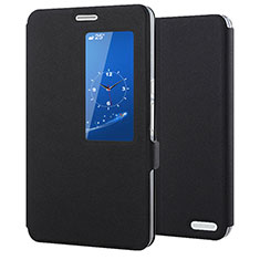 Coque Portefeuille Livre Cuir Etui Clapet L02 pour Huawei MediaPad X2 Noir