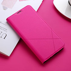 Coque Portefeuille Livre Cuir Etui Clapet L02 pour Huawei P Smart Pro (2019) Rose Rouge