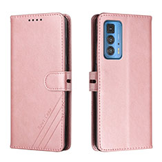 Coque Portefeuille Livre Cuir Etui Clapet L02 pour Motorola Moto Edge 20 Pro 5G Or Rose