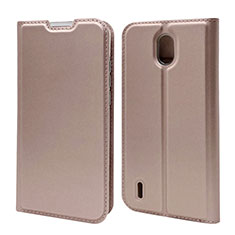 Coque Portefeuille Livre Cuir Etui Clapet L02 pour Nokia 1.3 Or Rose