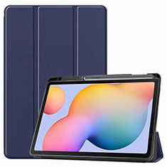 Coque Portefeuille Livre Cuir Etui Clapet L02 pour Samsung Galaxy Tab S6 Lite 10.4 SM-P610 Bleu