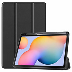 Coque Portefeuille Livre Cuir Etui Clapet L02 pour Samsung Galaxy Tab S6 Lite 4G 10.4 SM-P615 Noir