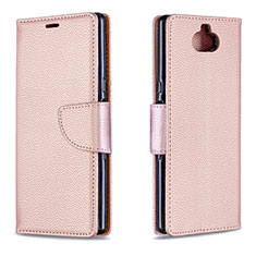 Coque Portefeuille Livre Cuir Etui Clapet L02 pour Sony Xperia 10 Or Rose