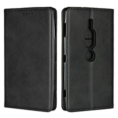 Coque Portefeuille Livre Cuir Etui Clapet L02 pour Sony Xperia XZ2 Premium Noir