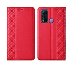 Coque Portefeuille Livre Cuir Etui Clapet L02 pour Vivo Y50 Rouge