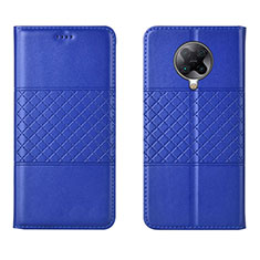 Coque Portefeuille Livre Cuir Etui Clapet L02 pour Xiaomi Redmi K30 Pro Zoom Bleu