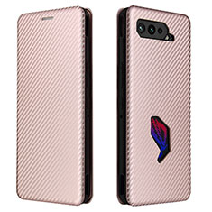 Coque Portefeuille Livre Cuir Etui Clapet L02Z pour Asus ROG Phone 5 ZS673KS Or Rose