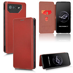 Coque Portefeuille Livre Cuir Etui Clapet L02Z pour Asus ROG Phone 7 Ultimate Marron