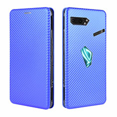 Coque Portefeuille Livre Cuir Etui Clapet L02Z pour Asus ROG Phone II ZS660KL Bleu