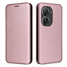 Coque Portefeuille Livre Cuir Etui Clapet L02Z pour Asus Zenfone 9 Or Rose