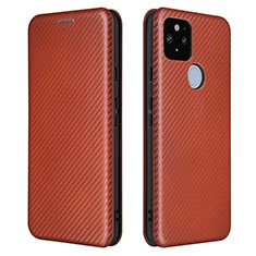 Coque Portefeuille Livre Cuir Etui Clapet L02Z pour Google Pixel 5a 5G Marron