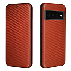 Coque Portefeuille Livre Cuir Etui Clapet L02Z pour Google Pixel 6 5G Marron