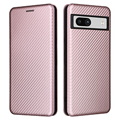 Coque Portefeuille Livre Cuir Etui Clapet L02Z pour Google Pixel 7a 5G Or Rose