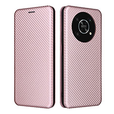 Coque Portefeuille Livre Cuir Etui Clapet L02Z pour Huawei Honor X9 5G Or Rose