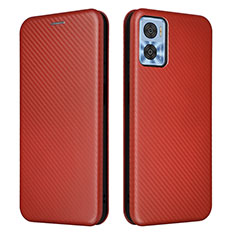 Coque Portefeuille Livre Cuir Etui Clapet L02Z pour Motorola Moto E22 Marron