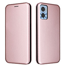 Coque Portefeuille Livre Cuir Etui Clapet L02Z pour Motorola Moto E22 Or Rose