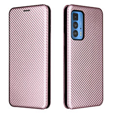 Coque Portefeuille Livre Cuir Etui Clapet L02Z pour Motorola Moto Edge 20 Pro 5G Or Rose