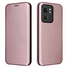 Coque Portefeuille Livre Cuir Etui Clapet L02Z pour Motorola Moto Edge 40 5G Or Rose