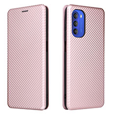 Coque Portefeuille Livre Cuir Etui Clapet L02Z pour Motorola Moto G51 5G Or Rose