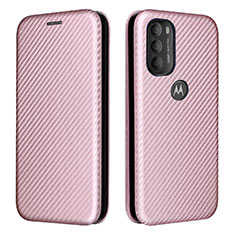 Coque Portefeuille Livre Cuir Etui Clapet L02Z pour Motorola Moto G71 5G Or Rose