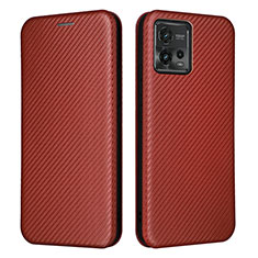 Coque Portefeuille Livre Cuir Etui Clapet L02Z pour Motorola Moto G72 Marron