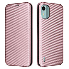 Coque Portefeuille Livre Cuir Etui Clapet L02Z pour Nokia C12 Or Rose