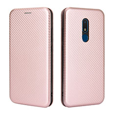 Coque Portefeuille Livre Cuir Etui Clapet L02Z pour Nokia C3 Or Rose